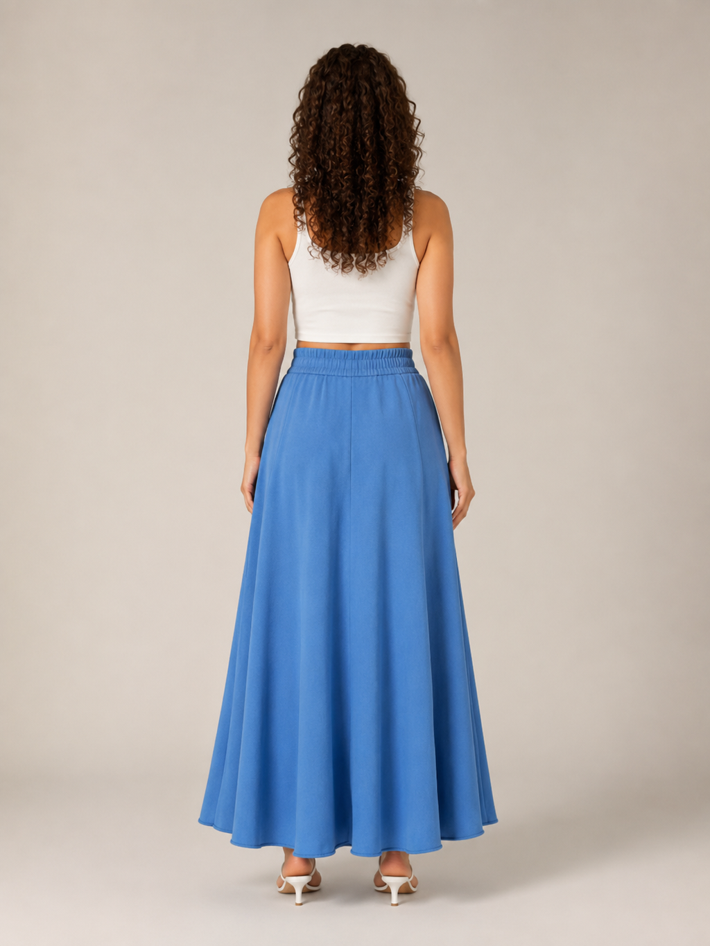 Tivelle - Dames Midi-Rok Met Steekzakken En Elastische Taille