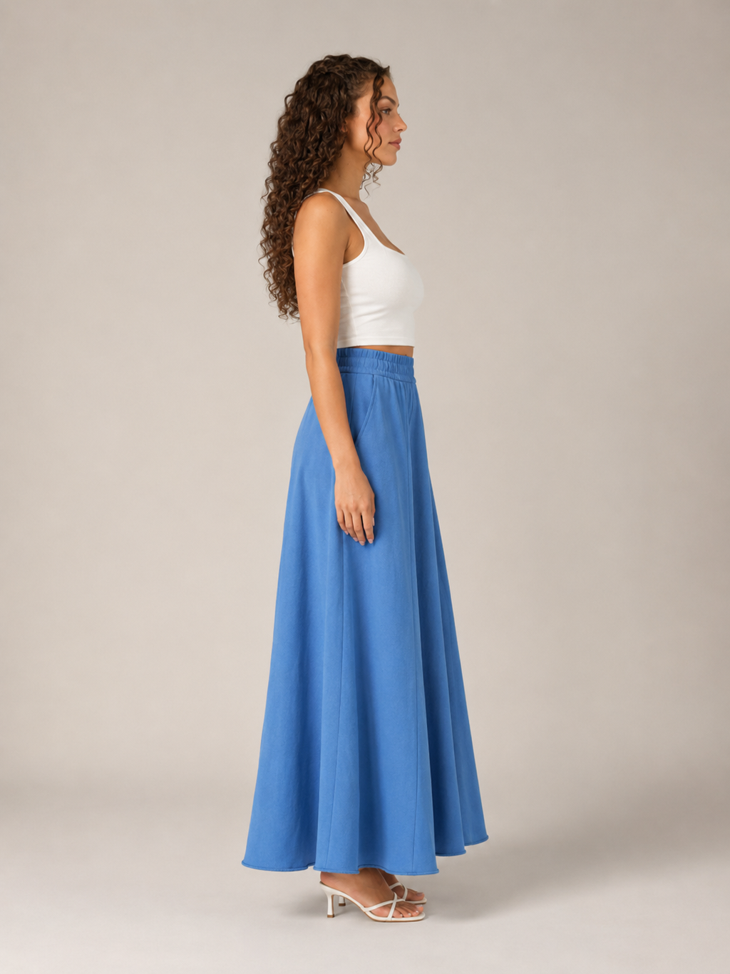 Tivelle - Dames Midi-Rok Met Steekzakken En Elastische Taille