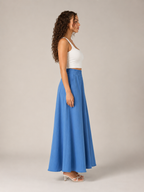 Tivelle - Dames Midi-Rok Met Steekzakken En Elastische Taille