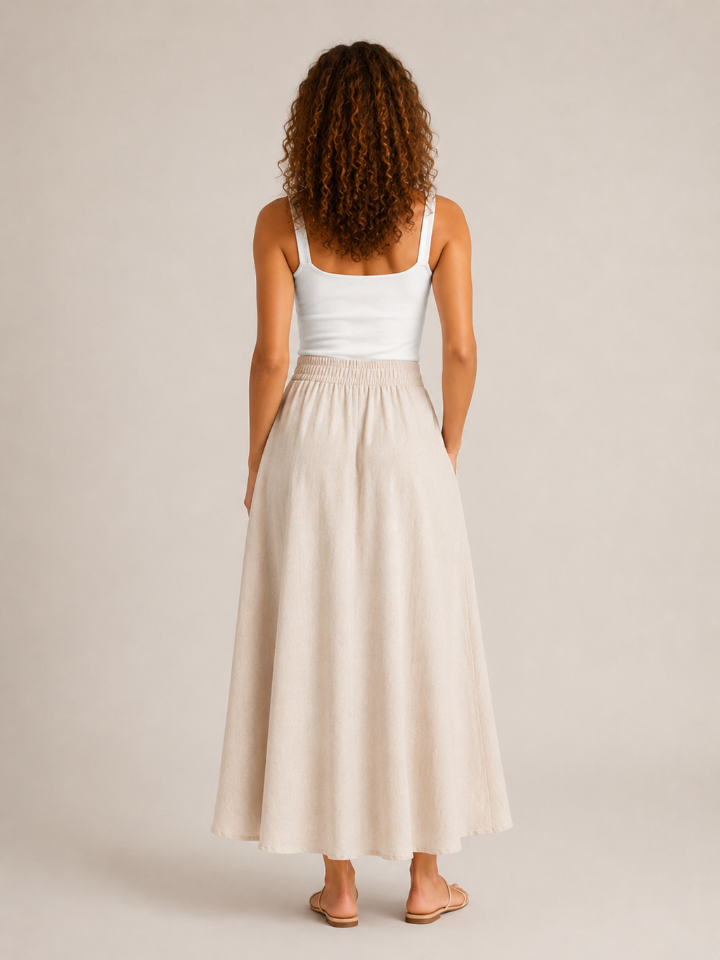 Tivelle - Dames Midi-Rok Met Steekzakken En Elastische Taille
