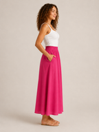 Tivelle - Dames Midi-Rok Met Steekzakken En Elastische Taille