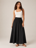Thalina - Dames Midi-Rok Met Elastische Taille En Wijde A-Lijn