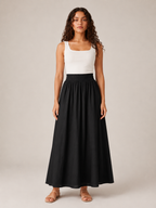 Thalina - Dames Midi-Rok Met Elastische Taille En Wijde A-Lijn