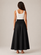 Thalina - Dames Midi-Rok Met Elastische Taille En Wijde A-Lijn