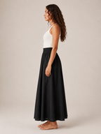 Thalina - Dames Midi-Rok Met Elastische Taille En Wijde A-Lijn