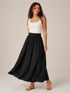 Thalina - Dames Midi-Rok Met Elastische Taille En Wijde A-Lijn