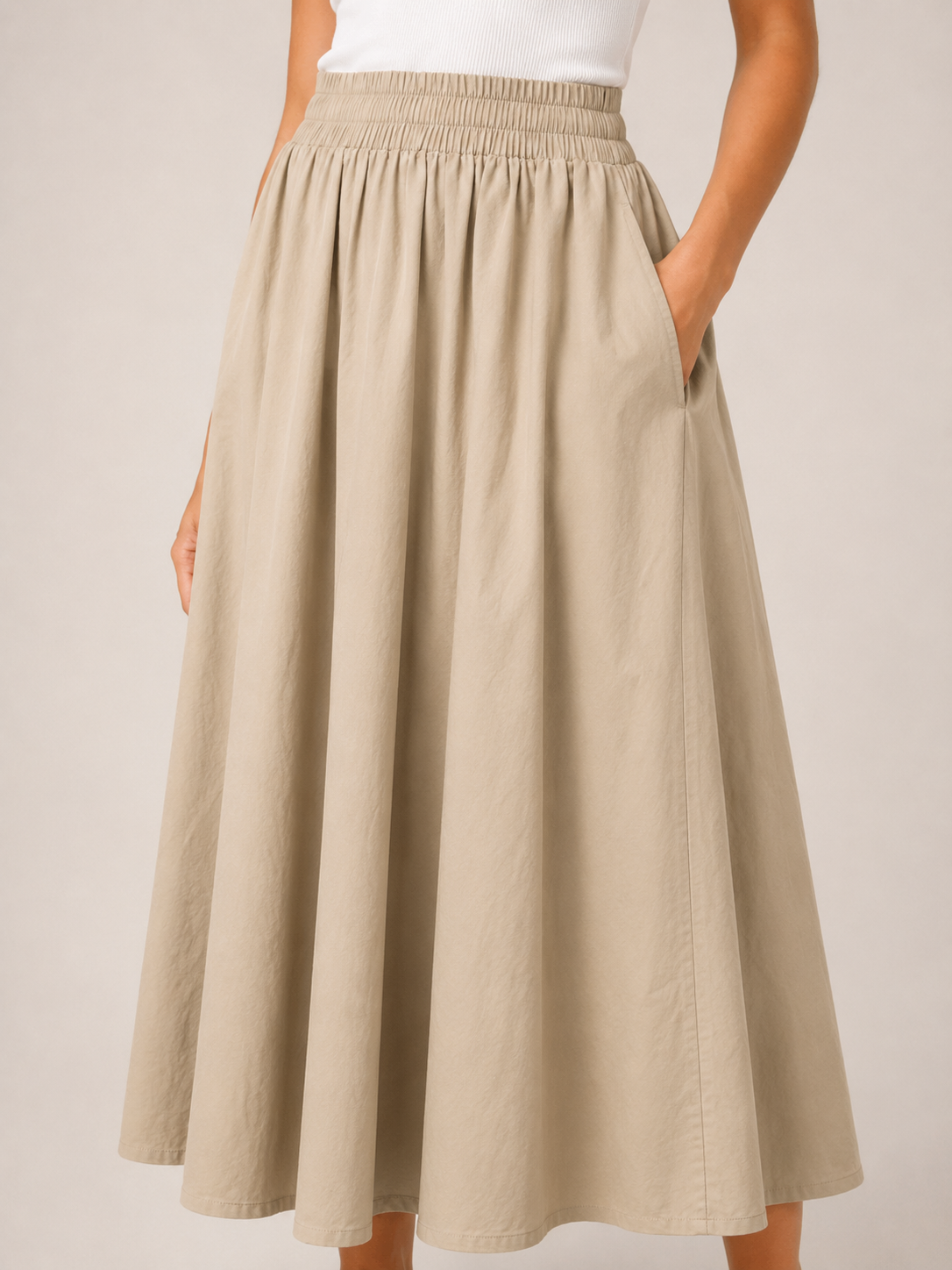 Thalina - Dames Midi-Rok Met Elastische Taille En Wijde A-Lijn