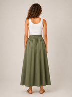 Thalina - Dames Midi-Rok Met Elastische Taille En Wijde A-Lijn