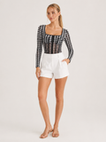 Trezoria - Bodysuit Met Vierkante Hals En Transparante Taille