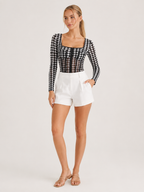 Trezoria - Bodysuit Met Vierkante Hals En Transparante Taille