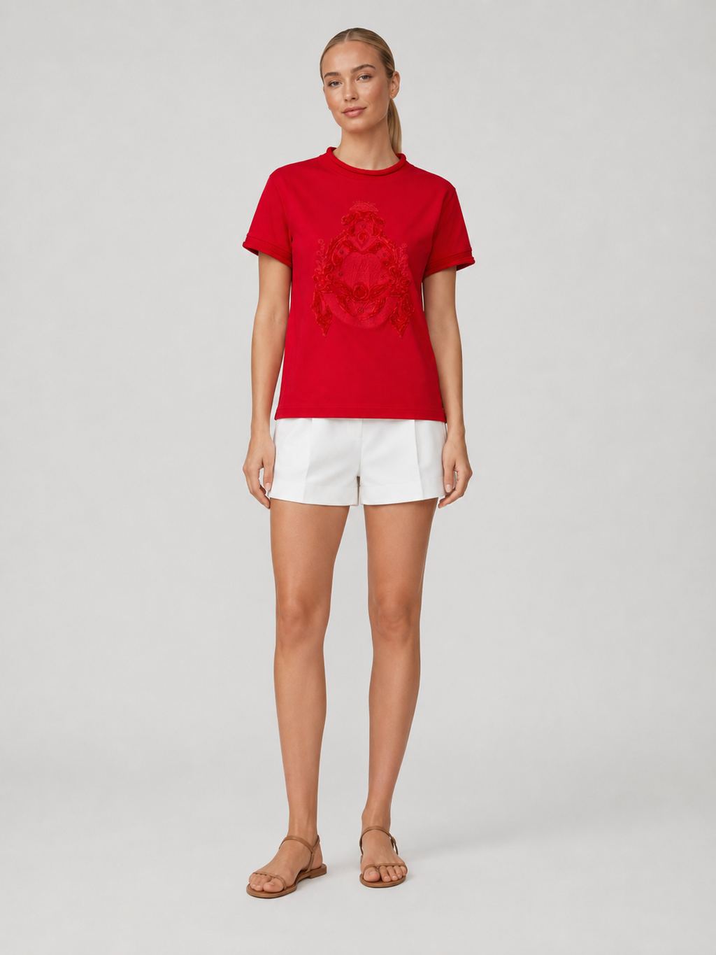 Tandria - Dames T-Shirt Met Ton-Sur-Ton Borduursel