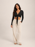 Tobienne - Dames Croptop Met Striksluiting En V-Hals