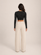 Tobienne - Dames Croptop Met Striksluiting En V-Hals