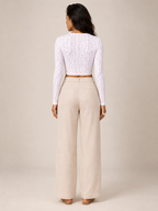 Tobienne - Dames Croptop Met Striksluiting En V-Hals