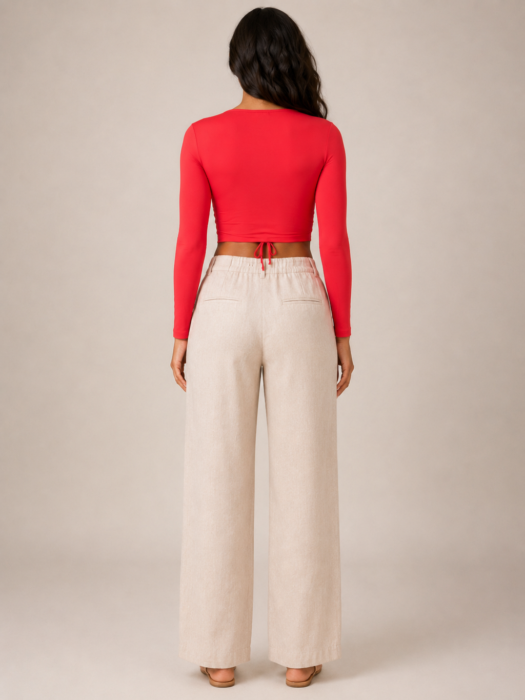 Tobienne - Dames Croptop Met Striksluiting En V-Hals