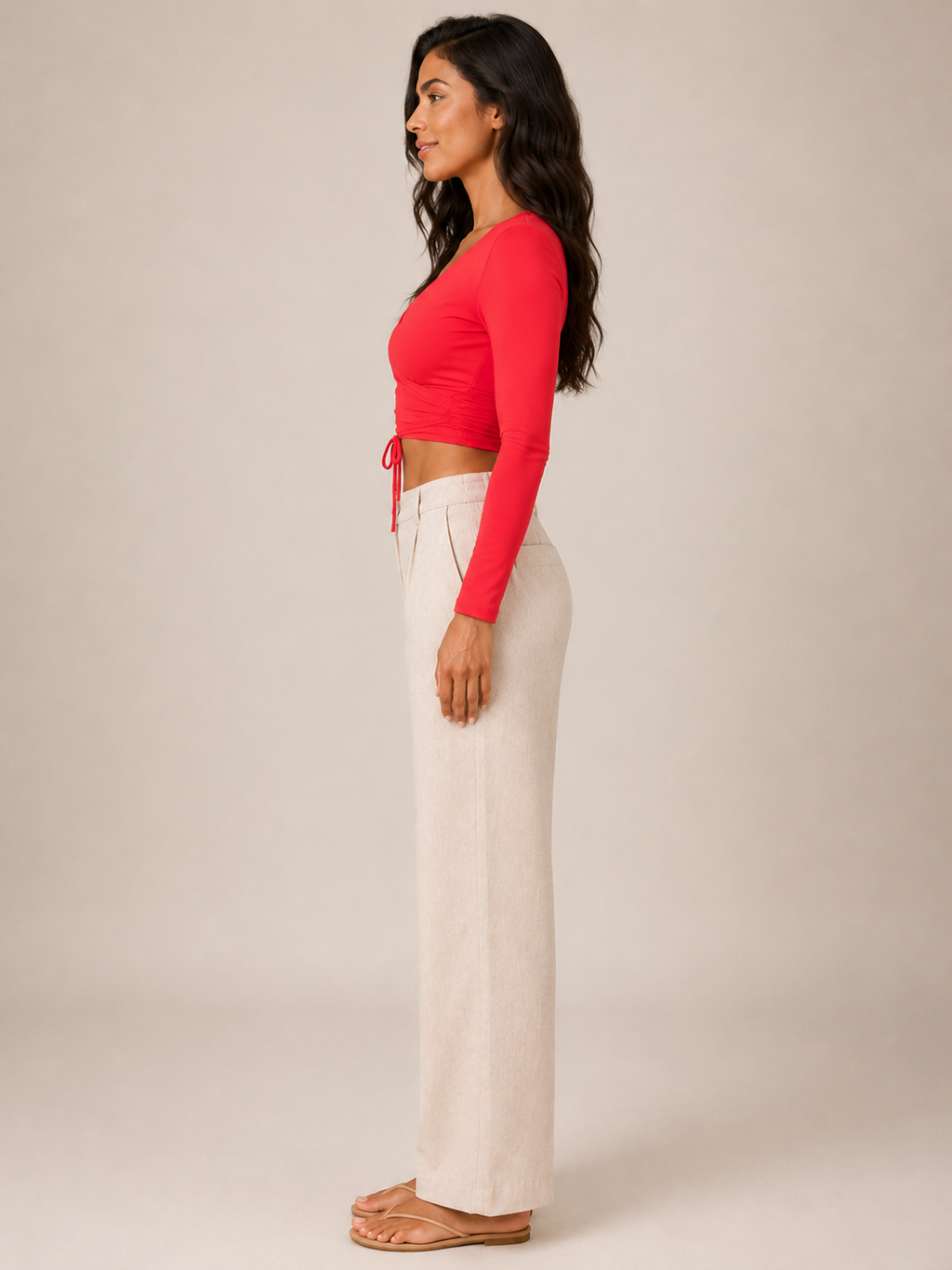 Tobienne - Dames Croptop Met Striksluiting En V-Hals