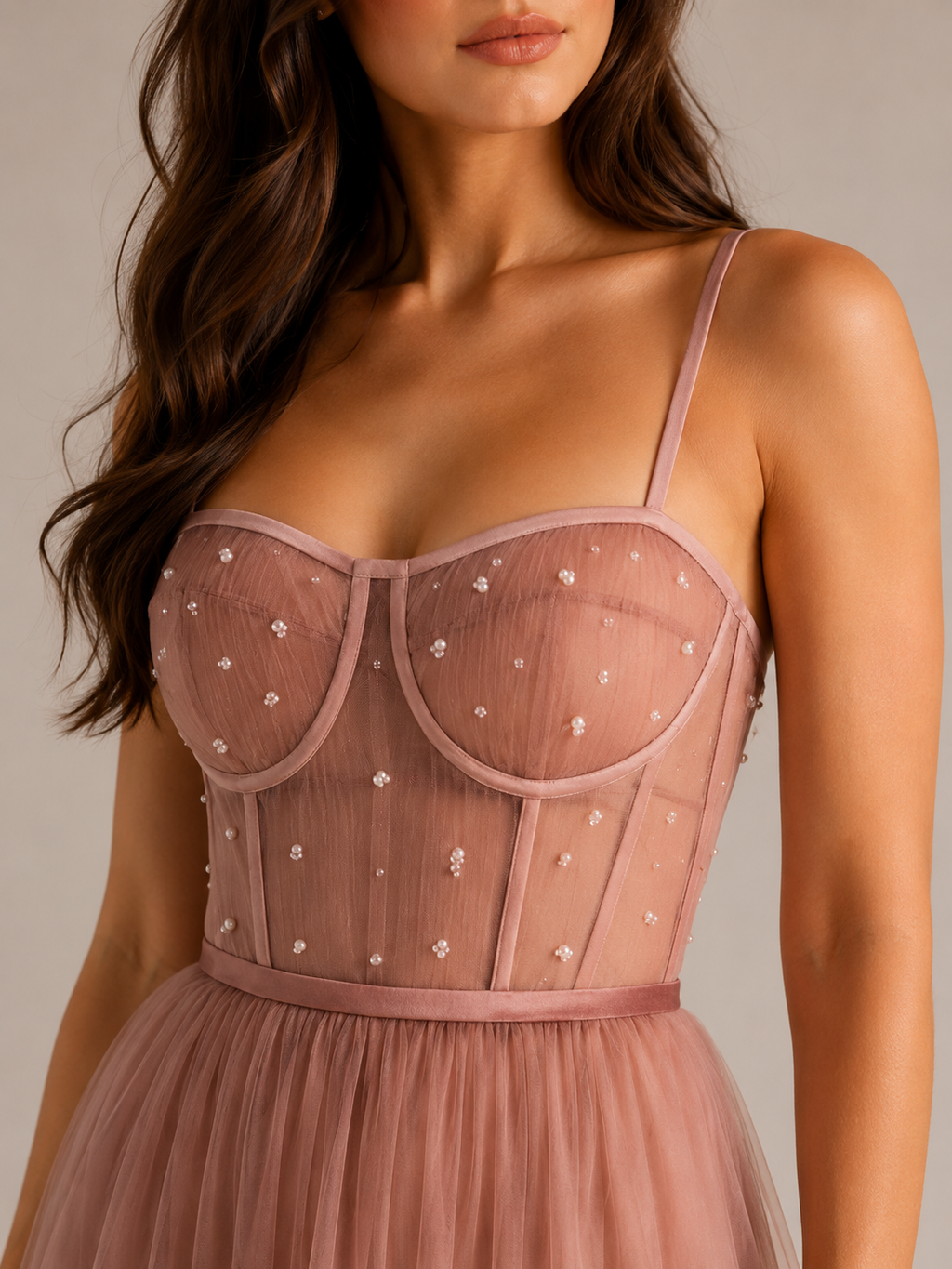 Tavienne - Midi-Feestjurk Met Corsetlijfje En Tule Rok