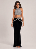 Tirabelle - Tweedelige Dames Avondset Met Strass Top En Maxi-Rok