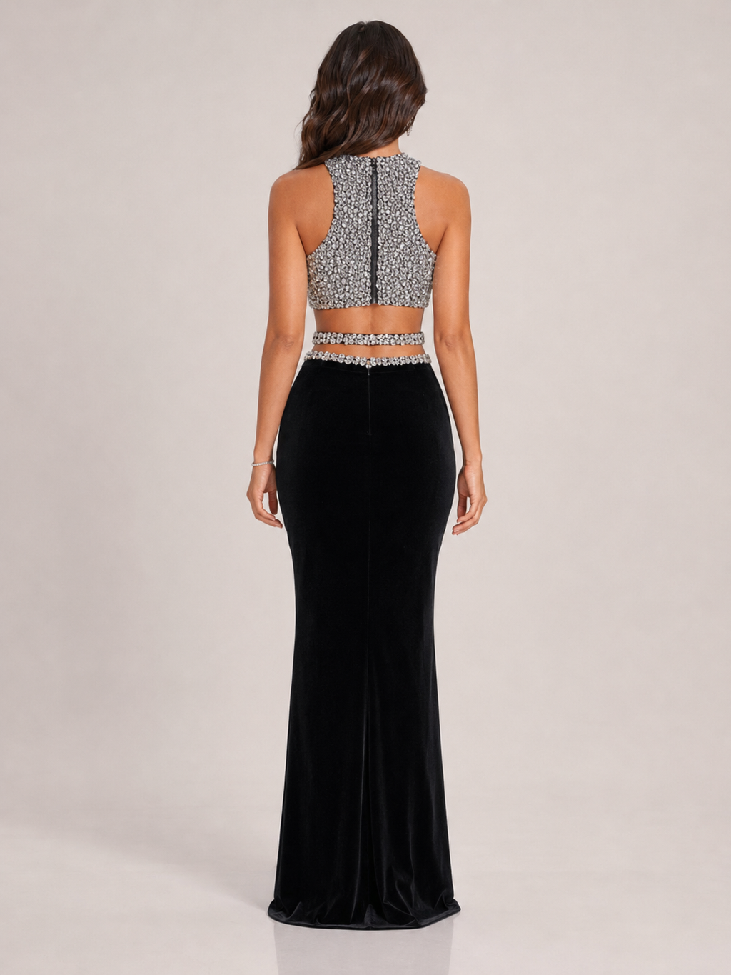Tirabelle - Tweedelige Dames Avondset Met Strass Top En Maxi-Rok