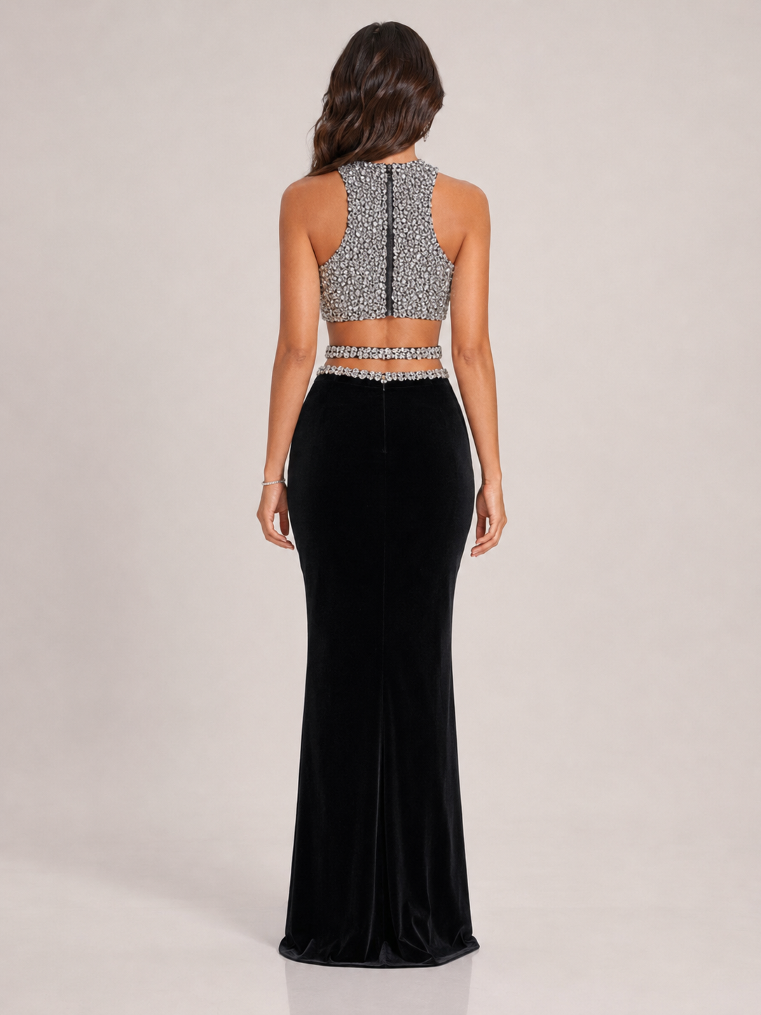 Tirabelle - Tweedelige Dames Avondset Met Strass Top En Maxi-Rok
