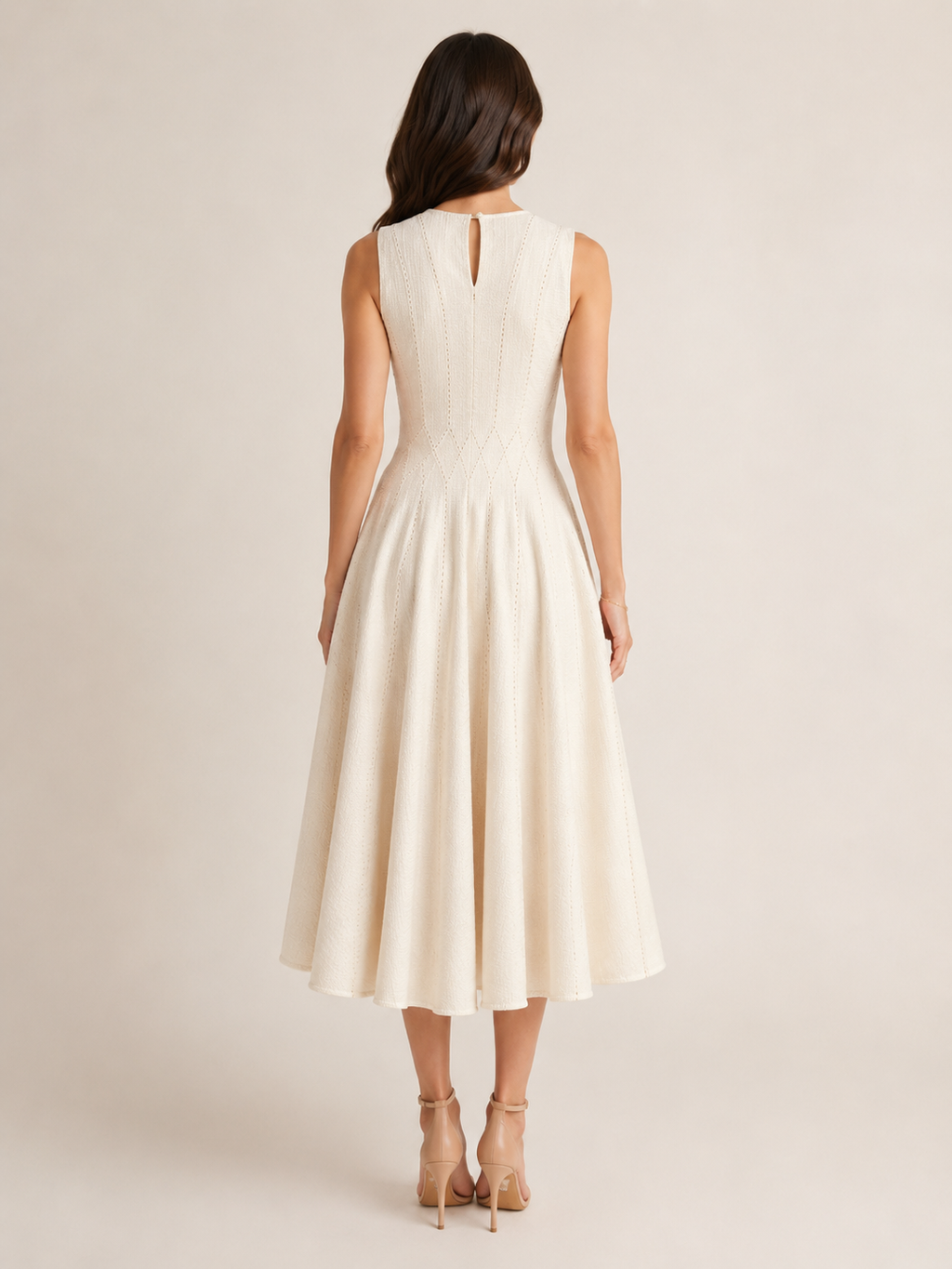 Tessalia - Midi-Jurk Met Getailleerde Taille En Uitlopende Rok
