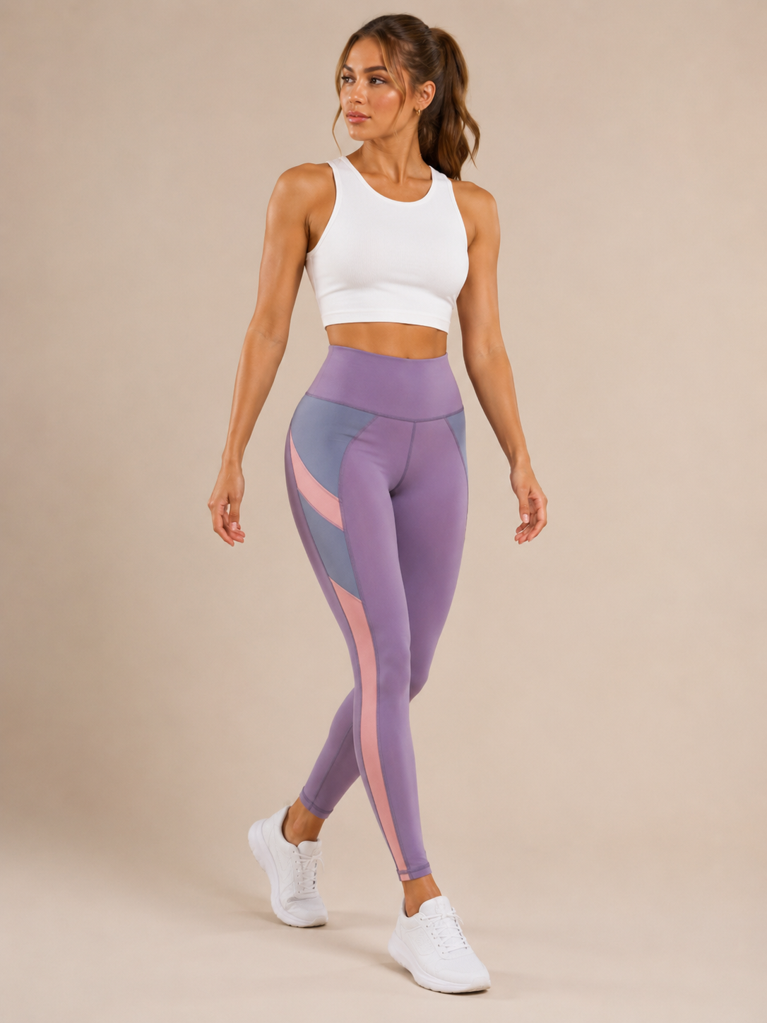 Tunaya - Dames Yogalegging Met Hoge Taille En Contrasterende Zijpanelen