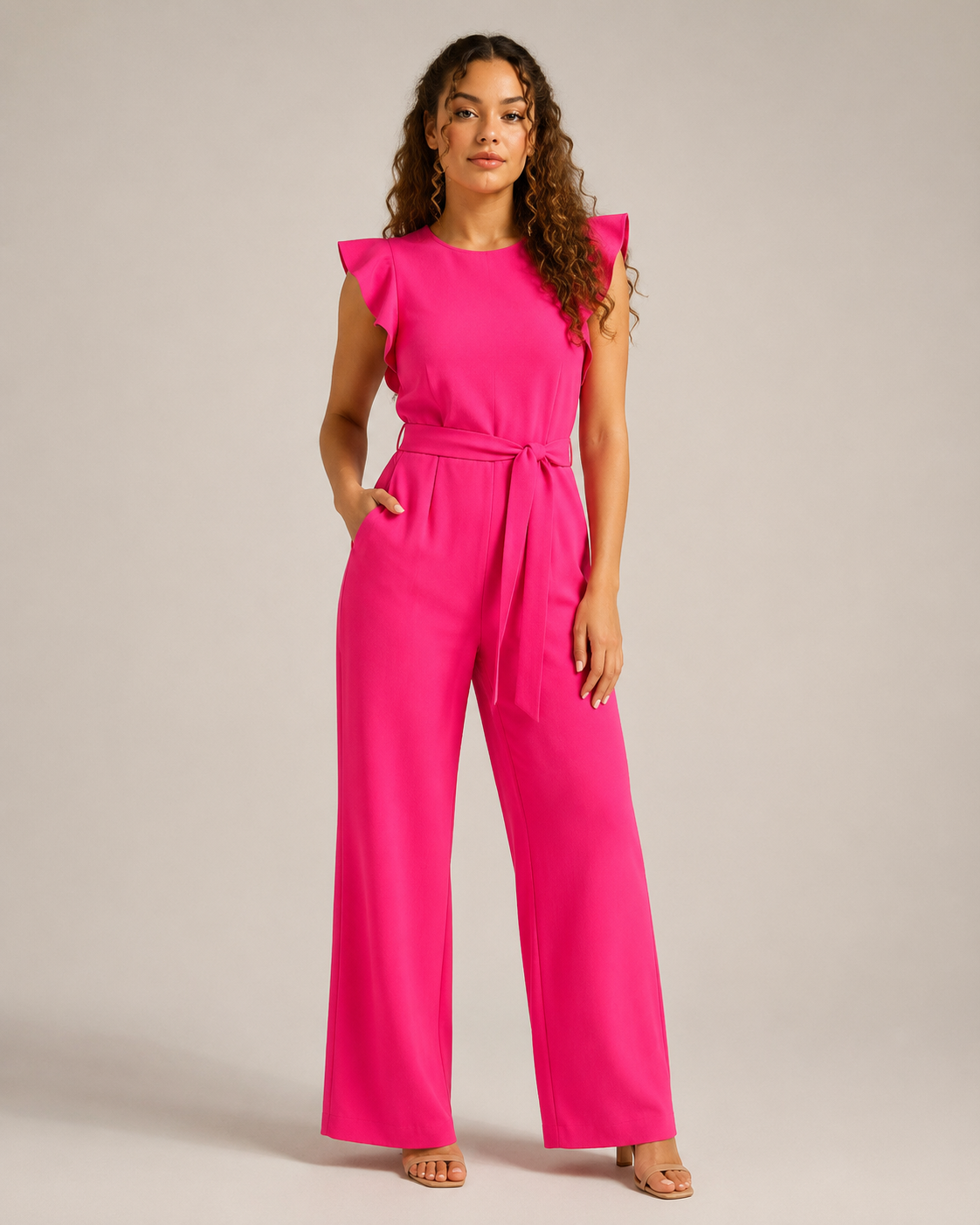 Hélisse - Dames Jumpsuit met Wijde Pijpen en Vlindermouwen