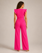 Hélisse - Dames Jumpsuit met Wijde Pijpen en Vlindermouwen