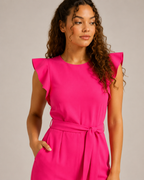 Hélisse - Dames Jumpsuit met Wijde Pijpen en Vlindermouwen