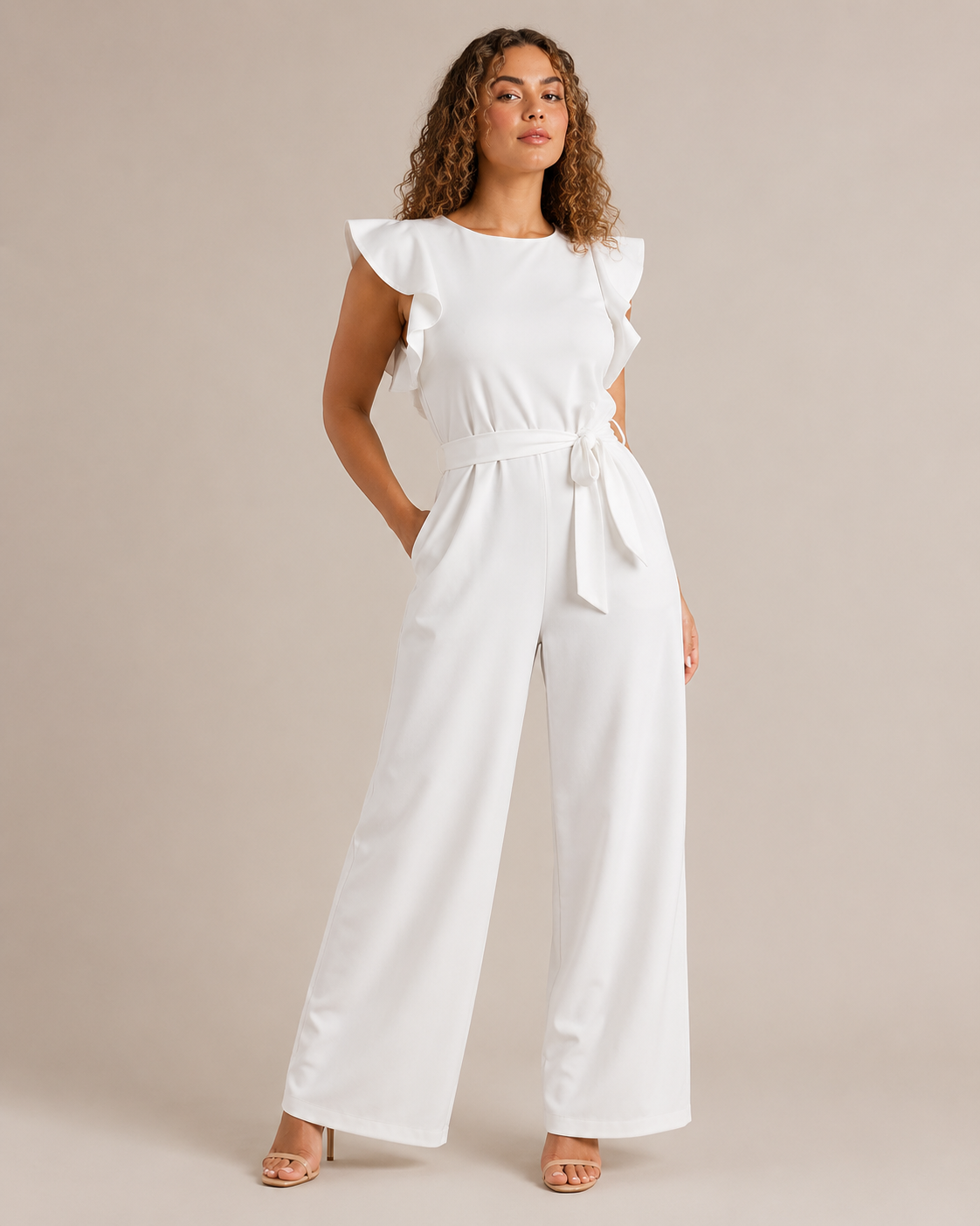 Hélisse - Dames Jumpsuit met Wijde Pijpen en Vlindermouwen
