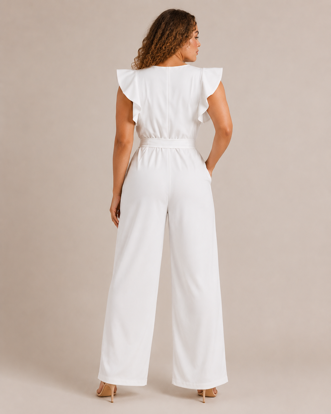 Hélisse - Dames Jumpsuit met Wijde Pijpen en Vlindermouwen