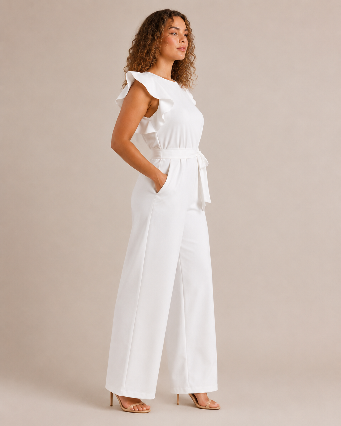 Hélisse - Dames Jumpsuit met Wijde Pijpen en Vlindermouwen