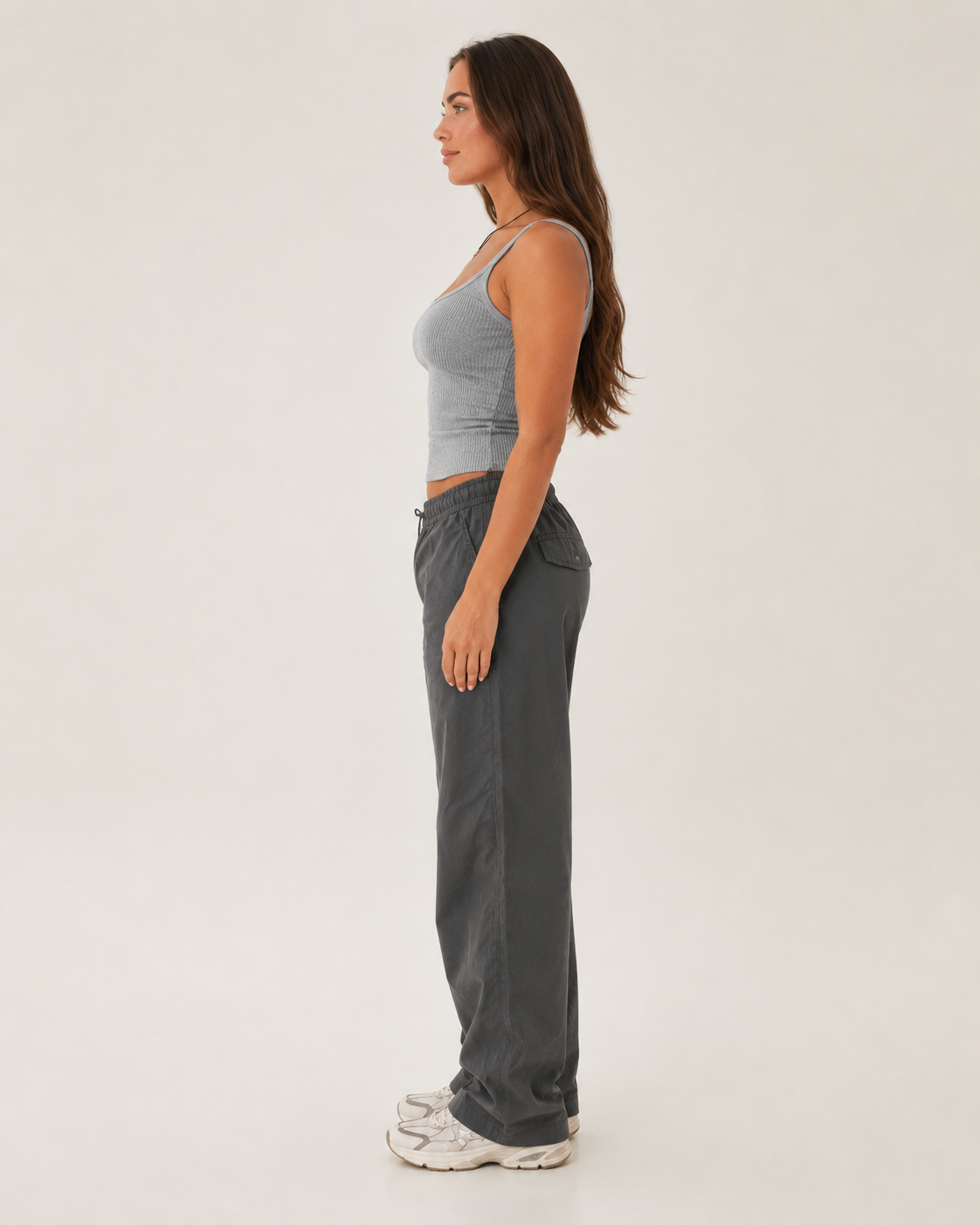 Kyralie - Grijze Rib Tanktop Met Ronde Hals