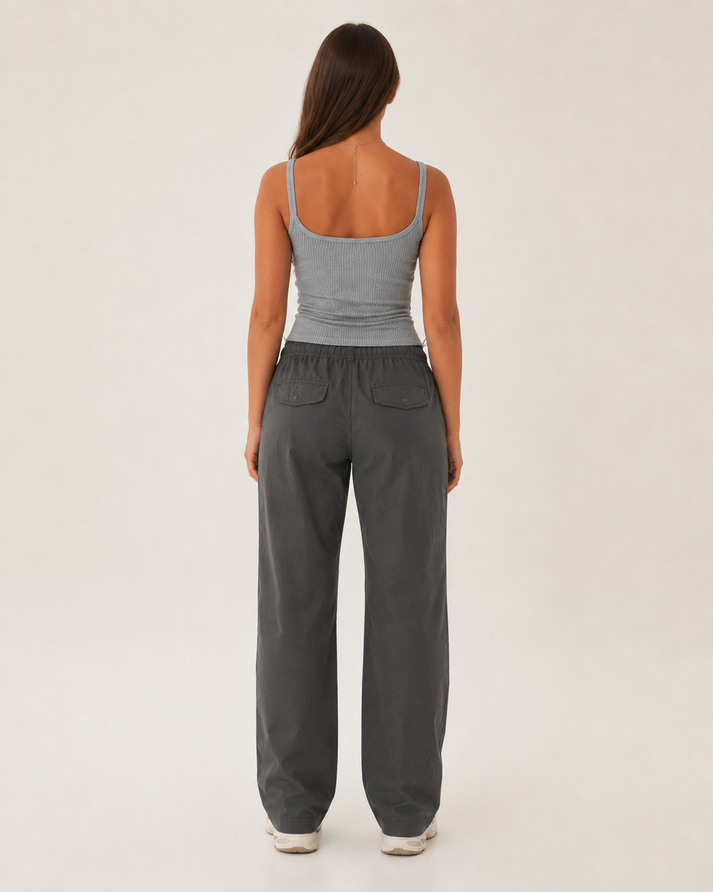 Kyralie - Grijze Rib Tanktop Met Ronde Hals