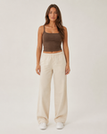 Karissa - Donkerbruine Crop Top met Kanten Bandjes