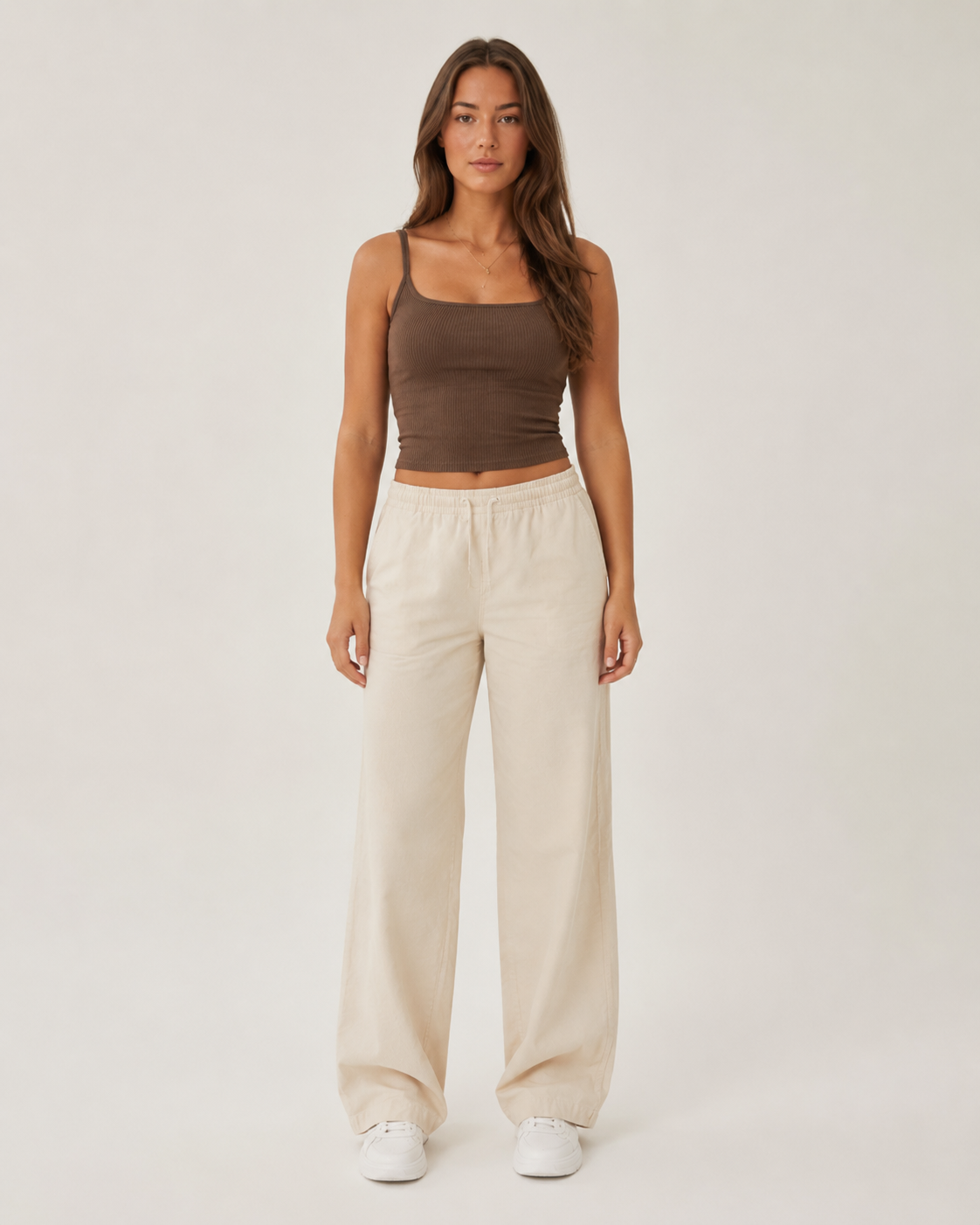 Karissa - Donkerbruine Crop Top Met Kanten Bandjes