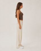 Karissa - Donkerbruine Crop Top Met Kanten Bandjes