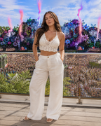 Koralie - Witte Gehaakte Crop Top Met Halterbanden