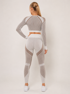 Kylia - Naadloze Sportset Met Legging En Mesh-Details