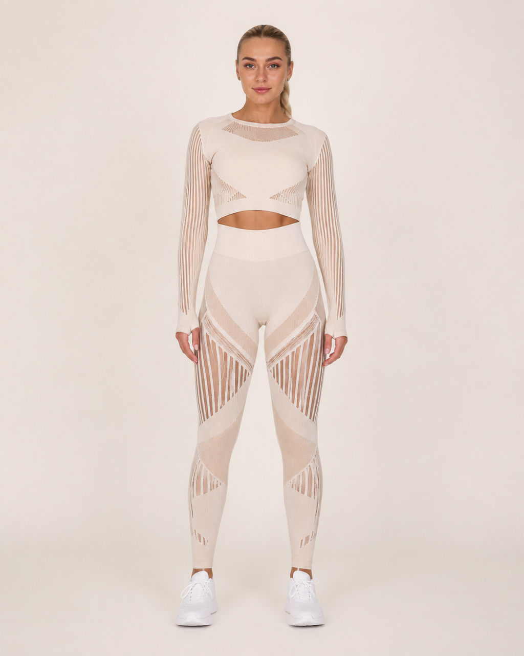 Kylia - Naadloze Sportset Met Legging En Mesh-Details