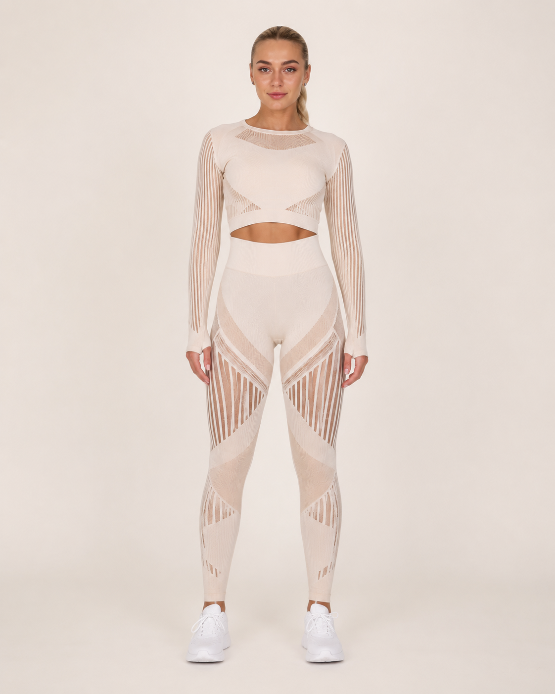 Kylia - Naadloze Sportset Met Legging En Mesh-Details