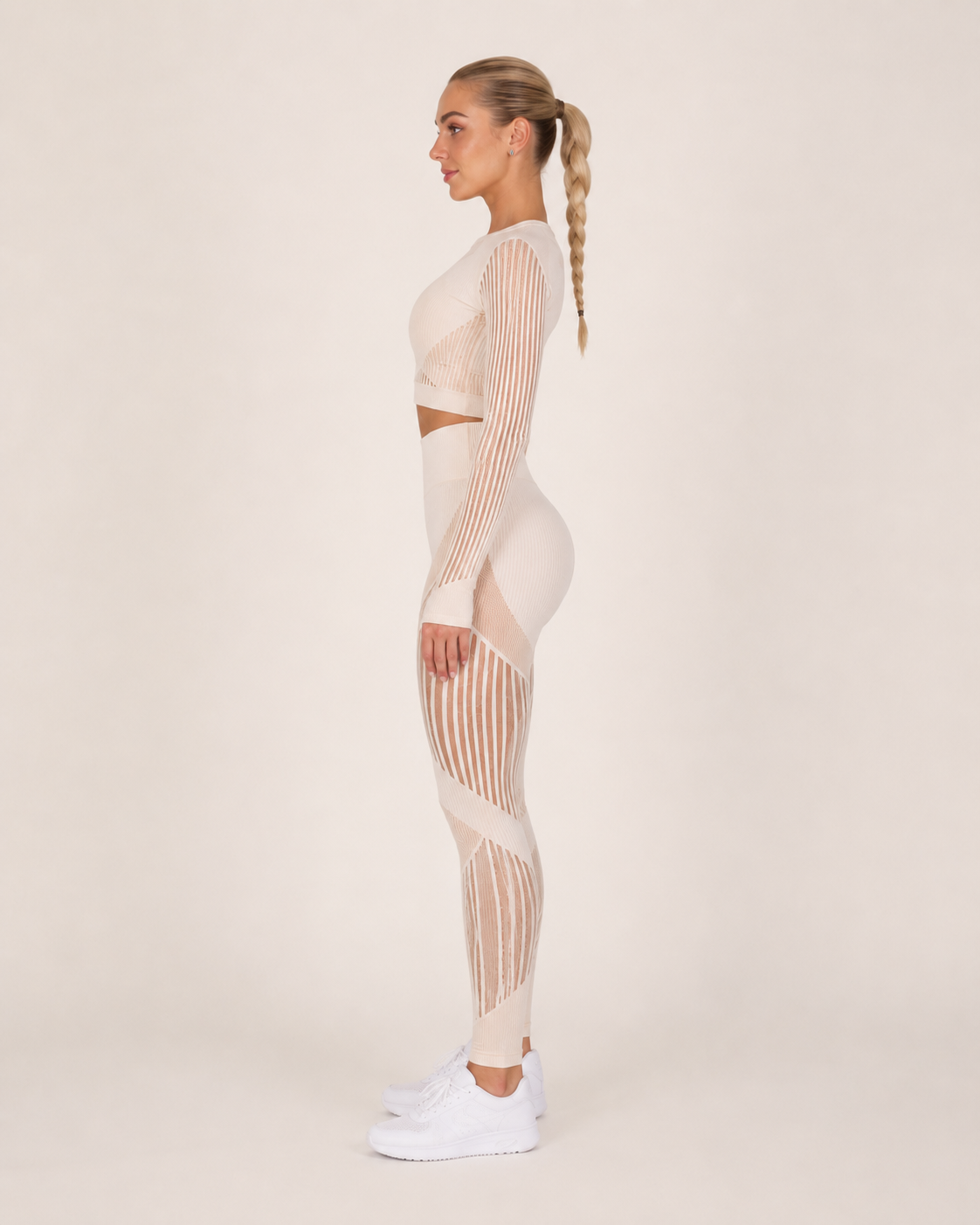 Kylia - Naadloze Sportset Met Legging En Mesh-Details