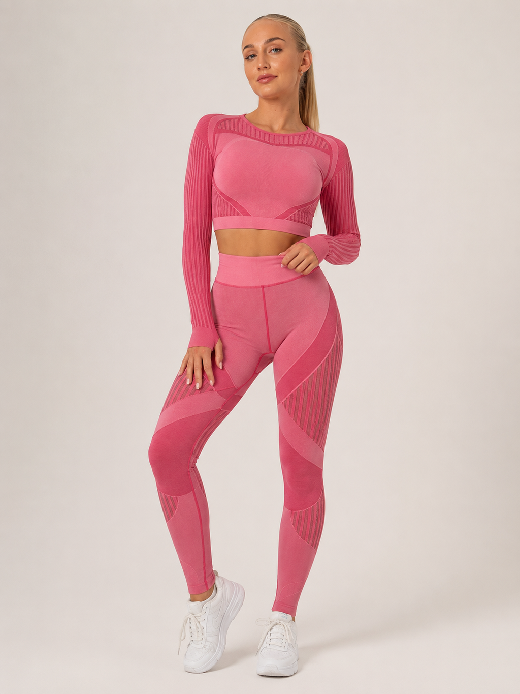 Kylia - Naadloze Sportset Met Legging En Mesh-Details