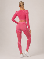 Kylia - Naadloze Sportset Met Legging En Mesh-Details