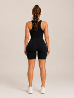 Kira - Naadloze Yoga Jumpsuit Met Ribstructuur En Gevoerde Bandjes