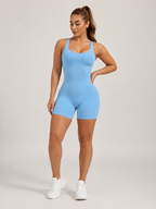 Kira - Naadloze Yoga Jumpsuit Met Ribstructuur En Gevoerde Bandjes