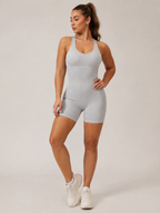 Kira - Naadloze Yoga Jumpsuit Met Ribstructuur En Gevoerde Bandjes