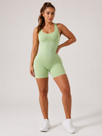 Kira - Naadloze Yoga Jumpsuit Met Ribstructuur En Gevoerde Bandjes