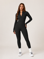 Kaya - Naadloze Sport Jumpsuit Met Rits En Ribstructuur