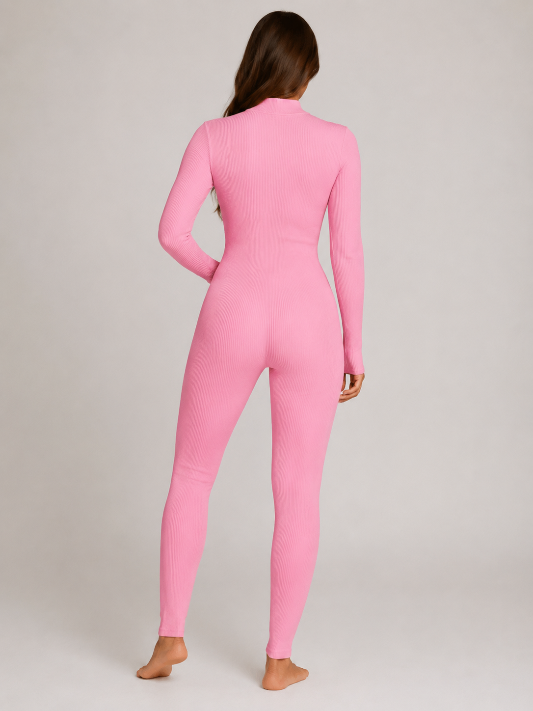 Kaya - Naadloze Sport Jumpsuit Met Rits En Ribstructuur